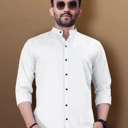 vebnor Men Slim Fit Solid Mandarin Collar Casual Shirt-picture-12