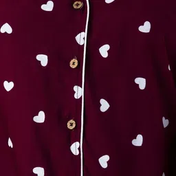 clothing culture Women Shirt & Pyjama set Maroon Printed image 4