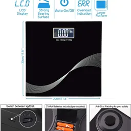 Kelo Weight Checking Machine- Automatic Personal Digital Weight Machine With Large LCD Display and 4 Sensor Technology For Accurate Weight Measurement P/137/KK Personal Weighing Scale image 5