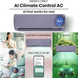 haier 1.6 Ton 5 Star Split Inverter AC with Wi-fi Connect - Purple, Silver image 4