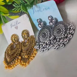 pearlrain JSG1 Gold, Sterling Silver Jhumki Earring image 4