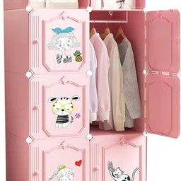 etoly 6-Door 8-Shelf Plastic almirah for kids, almirah of clothes ,cupboard clothes PC Collapsible Wardrobe image 1