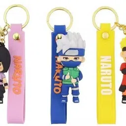 world gift mart PACK OF 3 Naruto Anime Keychain Set | Sasuke, Kakashi, Naruto Cartoon Character Key Chain image 4