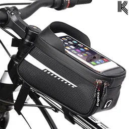 kraptick Waterproof Cycle Bag, Cycle Front Frame Bag, Cycle Storage Pouch- Black Bicycle Phone Holder image 5