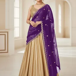 sai creation Georgette Embroidered Purple Women Dupatta-picture-16