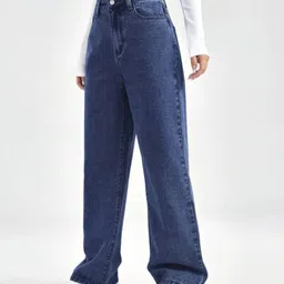 vk fashion Women Regular High Rise Dark Blue Jeans image 3