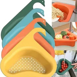 vendics Plastic Kitchen Sink Triangular Organizers Vegetable Washing Basket Corner 4 pc Strainer image 1