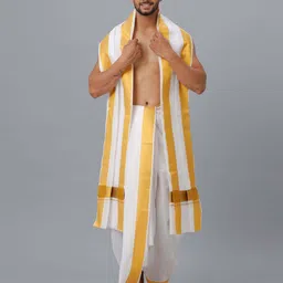 ramraj cotton Men Cotton Blend Dhoti Pant Dupatta Set-picture-12
