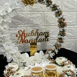 mridang Customize Engagement Ring platter with beautiful Floral work Wood Decorative Platter image 4