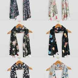 poshampaa Printed Chiffon Women Multicolor Stole, Scarf, Fancy Scarf-picture-21