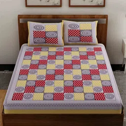 uniqchoice Brown Traditional 120 TC 100% Cotton Queen Bedsheet With 2 Pillow Covers image 2