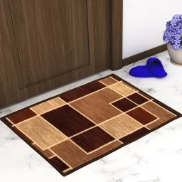 Brown Geometrical Nylon 22.5x14.6 Inches AntiSkid 1 Door Mat By Athom Living-picture-10