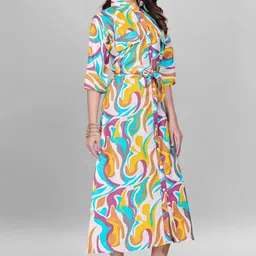 zelzis Women A-line Yellow Midi/Calf Length Dress image 3