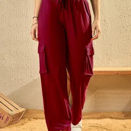white moon Women Solid Maroon Track Pants-picture-13