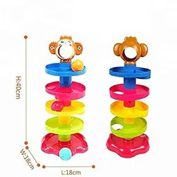 kaizen enterprises 5 Layer Ball Drop and Roll Swirling Tower for Baby and Toddler Development Educational Toys | Stack, Drop and Go Ball Ramp Toy Set Includes 3 Spinning Acrylic Activity Balls image 3