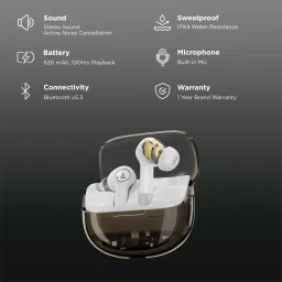 boAt Nirvana Crystl TWS Earbuds with Active Noise Cancellation (IPX4 Water Resistant, 60ms Low Latency, White Lustre) image 2