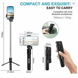 WauroNix Extendable R1 Selfie Stick with Tripod Support and Wireless Remote Bluetooth Selfie Stick-image-1