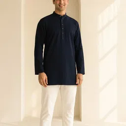 jugg jugg jeeyo Men Self Design Silk Blend Straight Kurta image 1