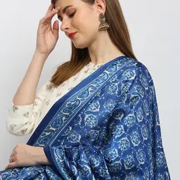 dupatta bazaar Silk Blend Printed Blue Women Dupatta-picture-10