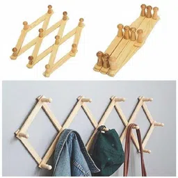 stuffcollection Multipurpose Wooden Wall Mounted Cloth Hook Adjustable Hanger Door Hanger image 2