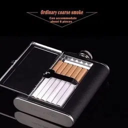 xpedition xperts Hip Flask Pocket Hidden Flask with Built-in Cigarette Case for Liquor (HP-1208) Stainless steel Hip Flask image 2