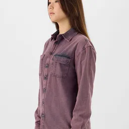 the souled store Women Oversized Fit Solid Button Down Collar Casual Shirt image 3