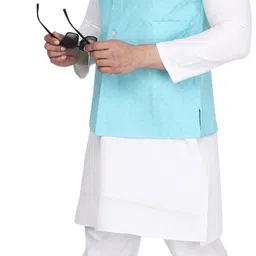 aaryavar Men Checkered Nehru Jacket image 3