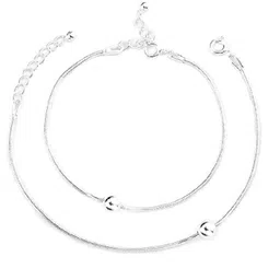 Dhruvs Collection Exclusive 925 Pure Silver 1 Ball Anklet Pair for Baby Boys & Girls (5–12 Years) White Gold Anklet-picture-18