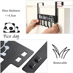 draval New Over Door Hook Hanger Cartoon Rack Heavy-Duty Hook Organizer with “Nice Day” Hook Rail 6 image 2
