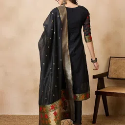 tasrika Women Chanderi Kurta Pant Dupatta Set image 3