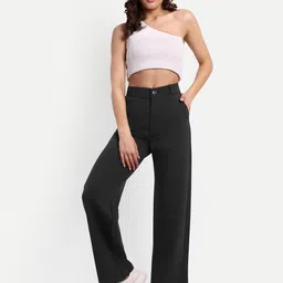 broadstar Women Loose Fit Black Lycra Blend Trousers image 5