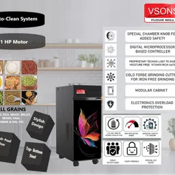 vsons BUTTERFLY With Vacuum Cleaner Automatic Atta Chakki With Free Cover, Mini Flourmill image 2