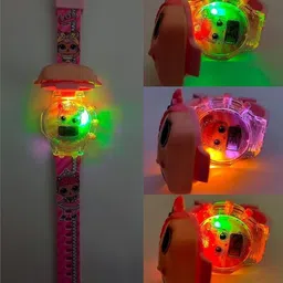 elhify Gift For Kids Cute Cat Glowing Light and Disco Music Digital Watch for Kids Digital Watch - For Girls 3D Action Figure Lol Music Face Based Toy Design Digital Glowing & Music Watch image 2