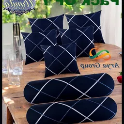 jai shri Microfibre Bolster Pack of 7 Stripes 5 Cushion 2 Bolster-picture-22