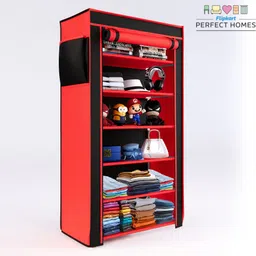 flipkart perfect homes studio 6 shelfs plastic pipes & cover PP Collapsible Wardrobe-picture-23
