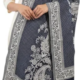 pashmira Woven, Floral Print Wool Blend Women Dark Blue Stole-picture-22