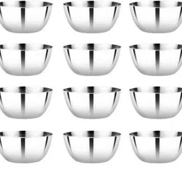 vinod Stainless Steel Vegetable Bowl Stainless Steel Two Tone Bowl Set of 12 pcs, Capacity 250 ml, Smokey Gray, Large-picture-21