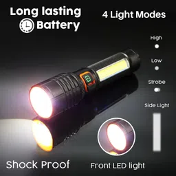 firstlike (ZOOMABLE LED METAL )5 Modes Flashlight, Super Bright Cree with COB Torch image 3