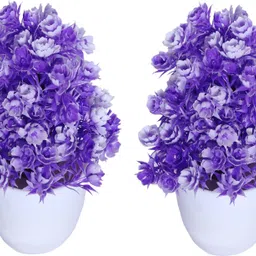 nerapi Purple Bonsai Wild Flower (Pack of 2) Purple, White Wild Flower Artificial Flower with Pot-picture-14