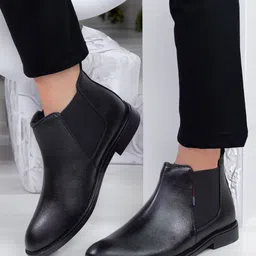 nextoees Soft Insole Casual Comfortable Chelsea Slip On Synthetic Leather Boots For Men-picture-14