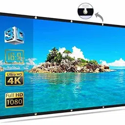 IBS , 6 FT Diagonal 72 Inch, 4.6 X 3.3 Feet 4:3 UHD-3D-4K Technology Eyelets Type Foldable Anti-Crease Portable Washable Indoor Outdoor Projection Movie Screen Support Double Sided Projection for Home Theater Projector Screen (Width 142.24 cm x 101.6 cm Height)-picture-17
