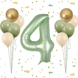 bash n splash Solid 4th BIRTHDAY ANNIVERSARY 32" NUMBER BALLOON PARTY DECOR SAGE GREEN NUMBER Balloon Bouquet image 1
