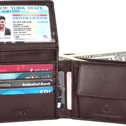 abolt Men Casual, Formal, Travel, Evening/Party, Trendy Brown Genuine Leather RFID Wallet image 2