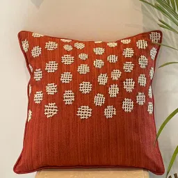 bells & whistles Rust Woven Cotton Silk 16 x 16 Inches Cushion Cover image 1