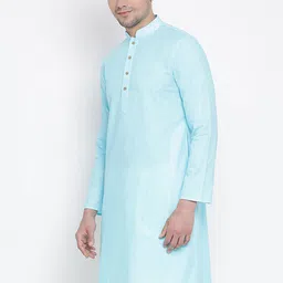 vastramay Men Solid Cotton Blend Straight Kurta image 3