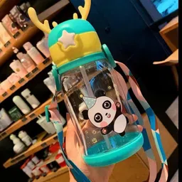 swastik enterprise Cartoon Design Water Bottle With Straw & Strap Bpa Free Non-Toxic 600 ml Water Bottle-picture-36