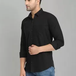 jessnx Men Regular Fit Solid Spread Collar Casual Shirt image 3