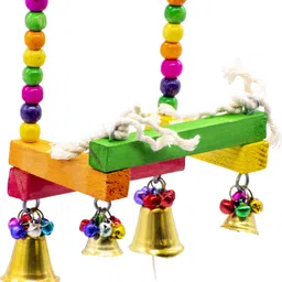 petzoo Interactive Bird Ladder Foldable Balcony Stylish Colorful Toy For Pets, Budgies Toy, Parrot, Cage Accessories, Resting Toy & Wooden Training Aid For Bird & Parrots Wooden Chew Toy, Training Aid, Perch For Bird image 3