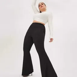 broadstar Women Flared Black Lycra Blend Trousers image 3