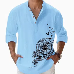 deelmo Men Solid Cotton Blend Straight Kurta-picture-10